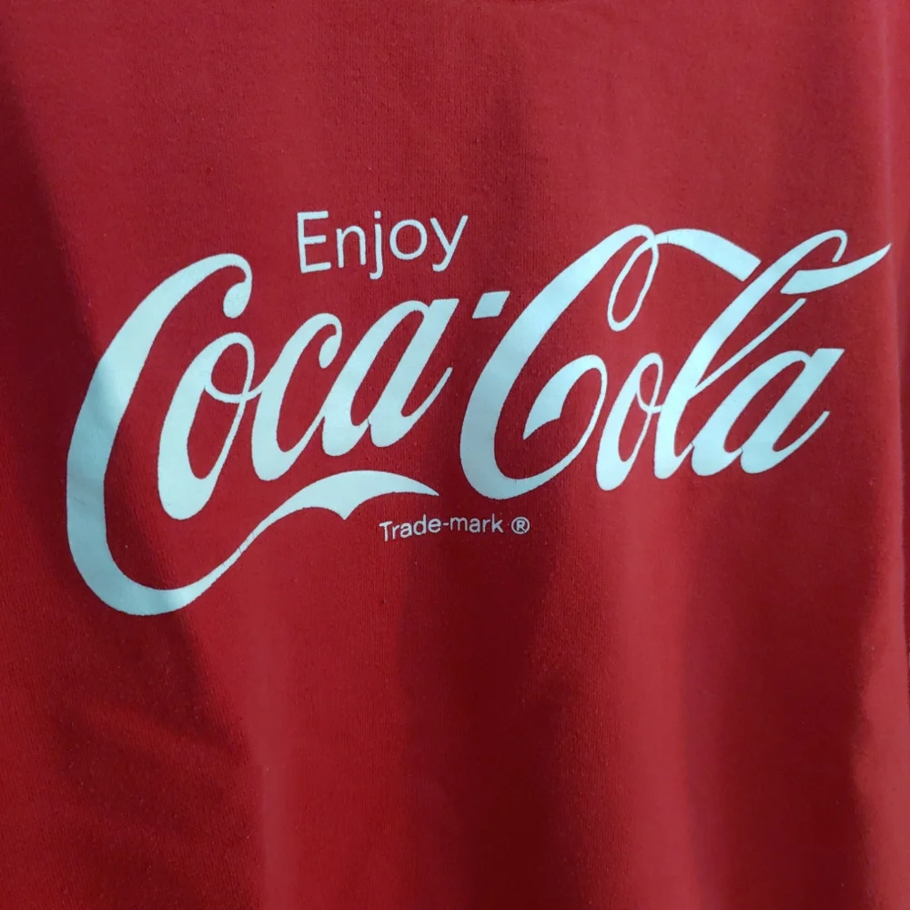 COCA-COLA Red Logo Crewneck Sweatshirt with Grey Accents Size Small - Picture 2 of 6